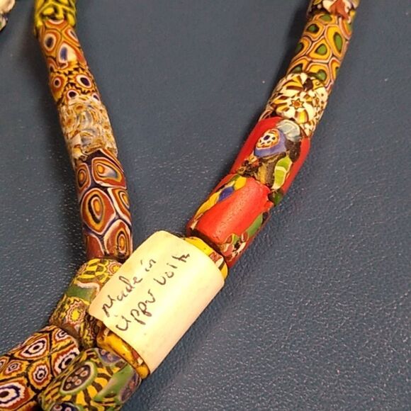 Ceramic African Trading Bead Necklace Upper Voltra few damaged beads see pic - Picture 3 of 11